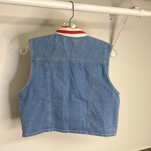 Vintage AKNY Denim Vest with American Flag Collar- L - Picture 2 of 5
